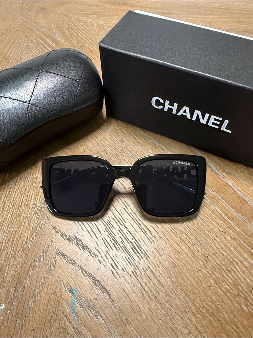 CHANEL Black Oversized Square Sunglasses